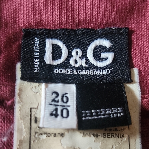 D&G Dolce & Gabbana Maroon Pleated Mini Skirt Size 26/40 Made in Italy - Picture 9 of 10
